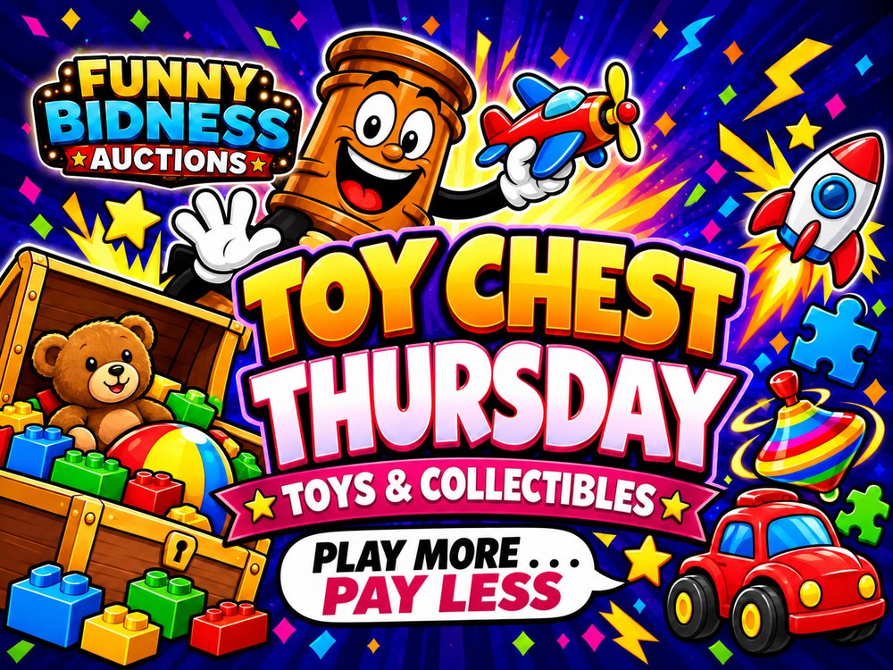 Toy Chest Thursday banner — toys and collectibles.